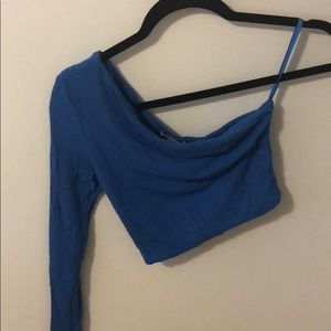 royal blue one shoulder top